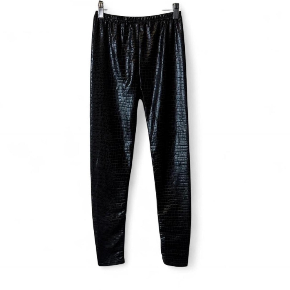 Faux Leather Textured Croc Leggings‎